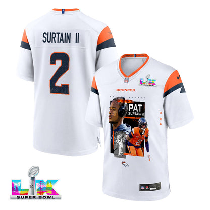 Pat Surtain II 2 Denver Broncos Super Bowl LX Next-Gen Legend Game Men Jersey – White