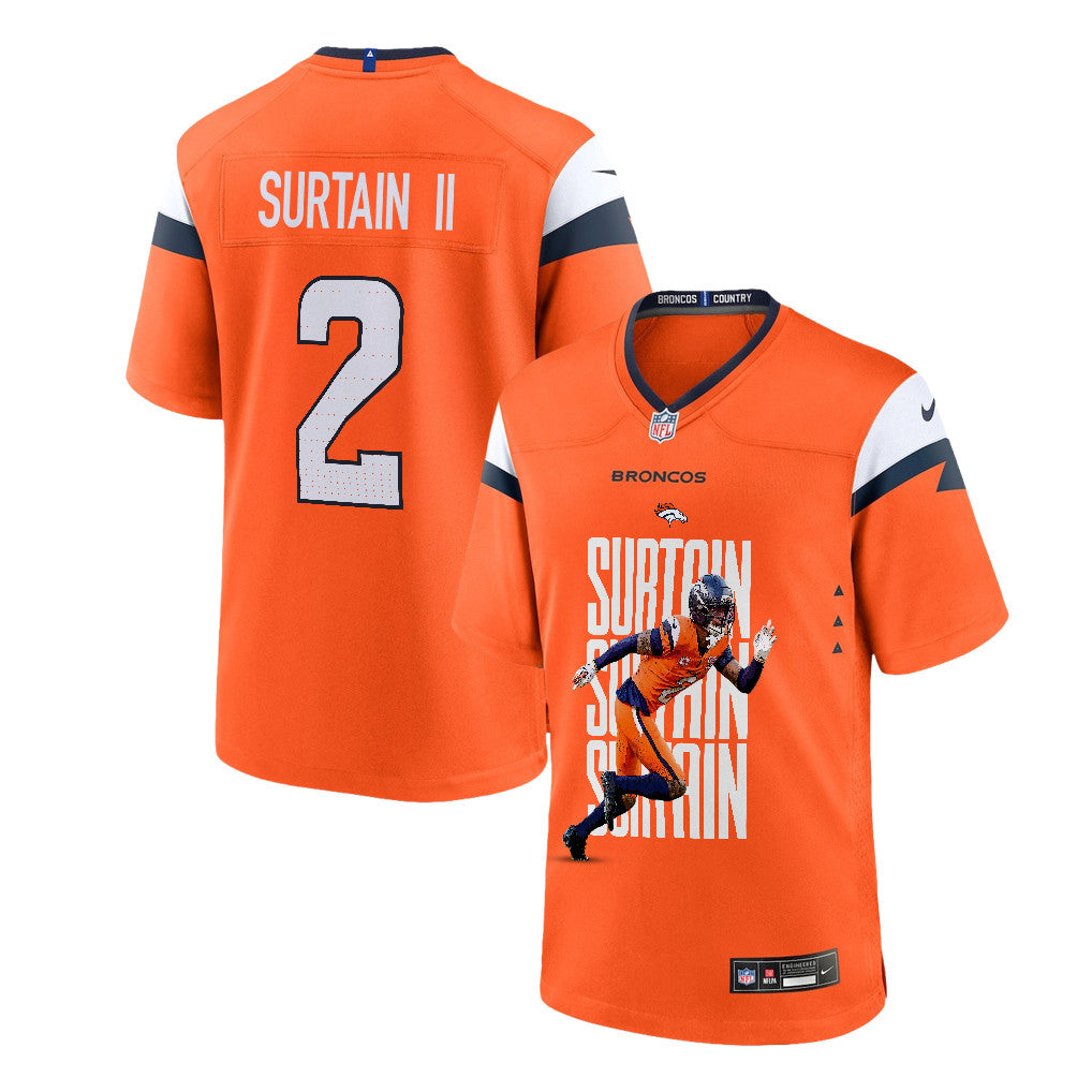 Pat Surtain II 2 Denver Broncos Super Bowl LX Defensive Superstar Game Men Jersey – Orange