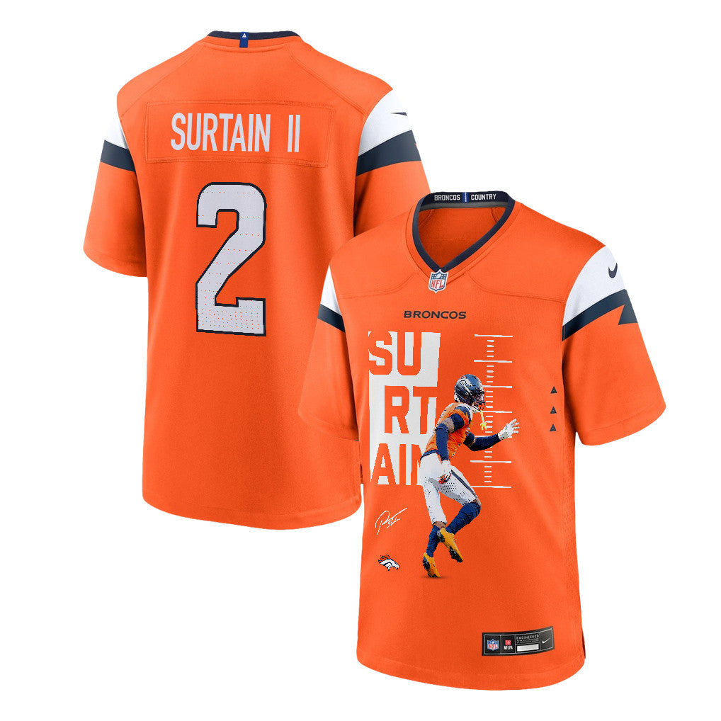 Pat Surtain II 2 Denver Broncos Super Bowl LX Ultimate Gameday Game Men Jersey – Orange