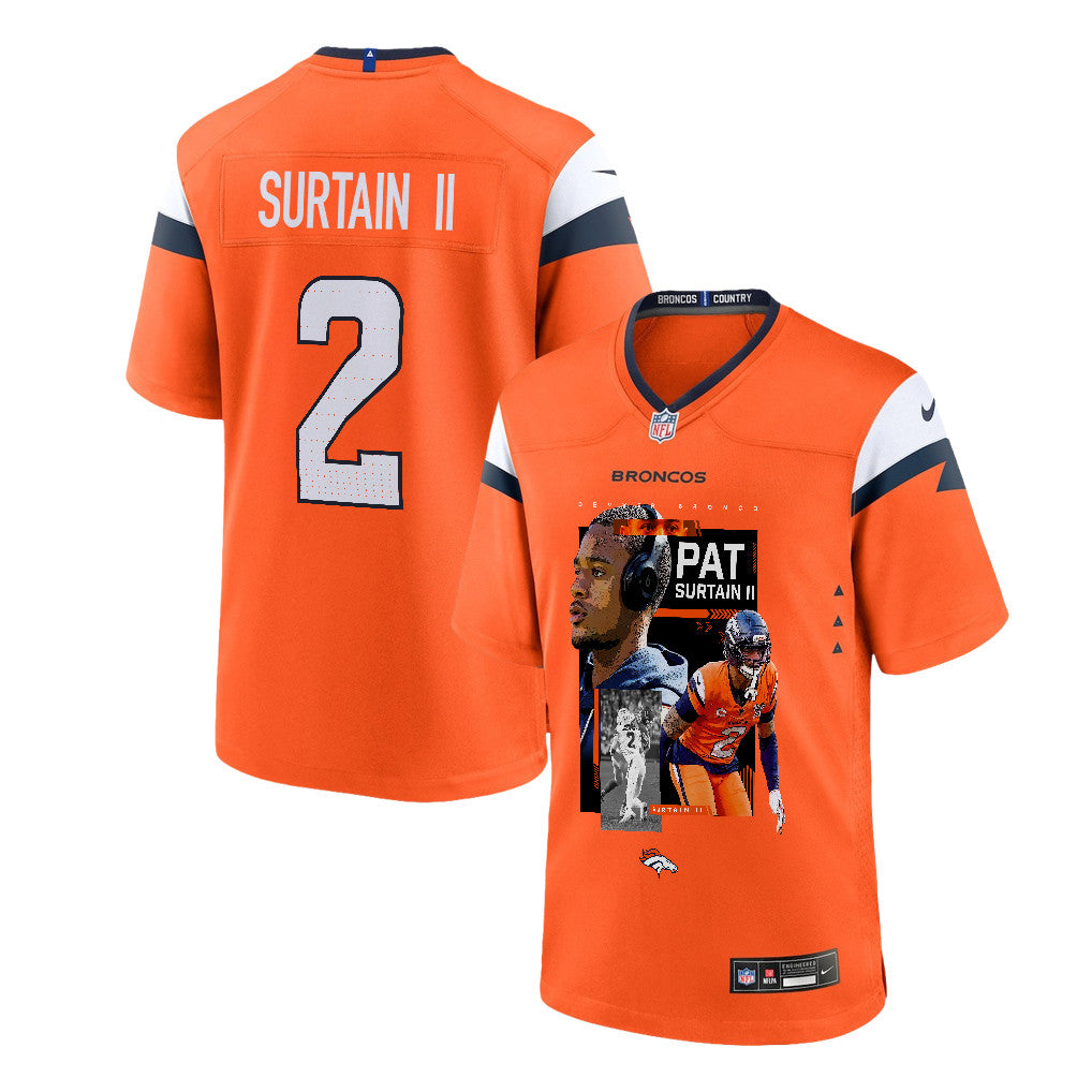 Pat Surtain II 2 Denver Broncos Super Bowl LX Next-Gen Legend Game Men Jersey – Orange