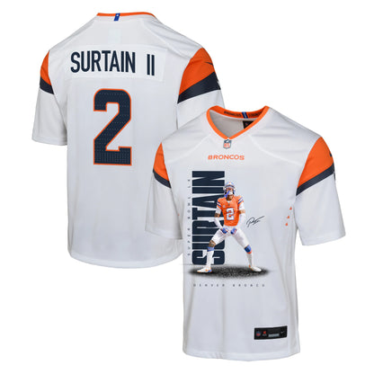 Pat Surtain II 2 Denver Broncos Super Bowl LX Shutdown Defender Game YOUTH Jersey – White