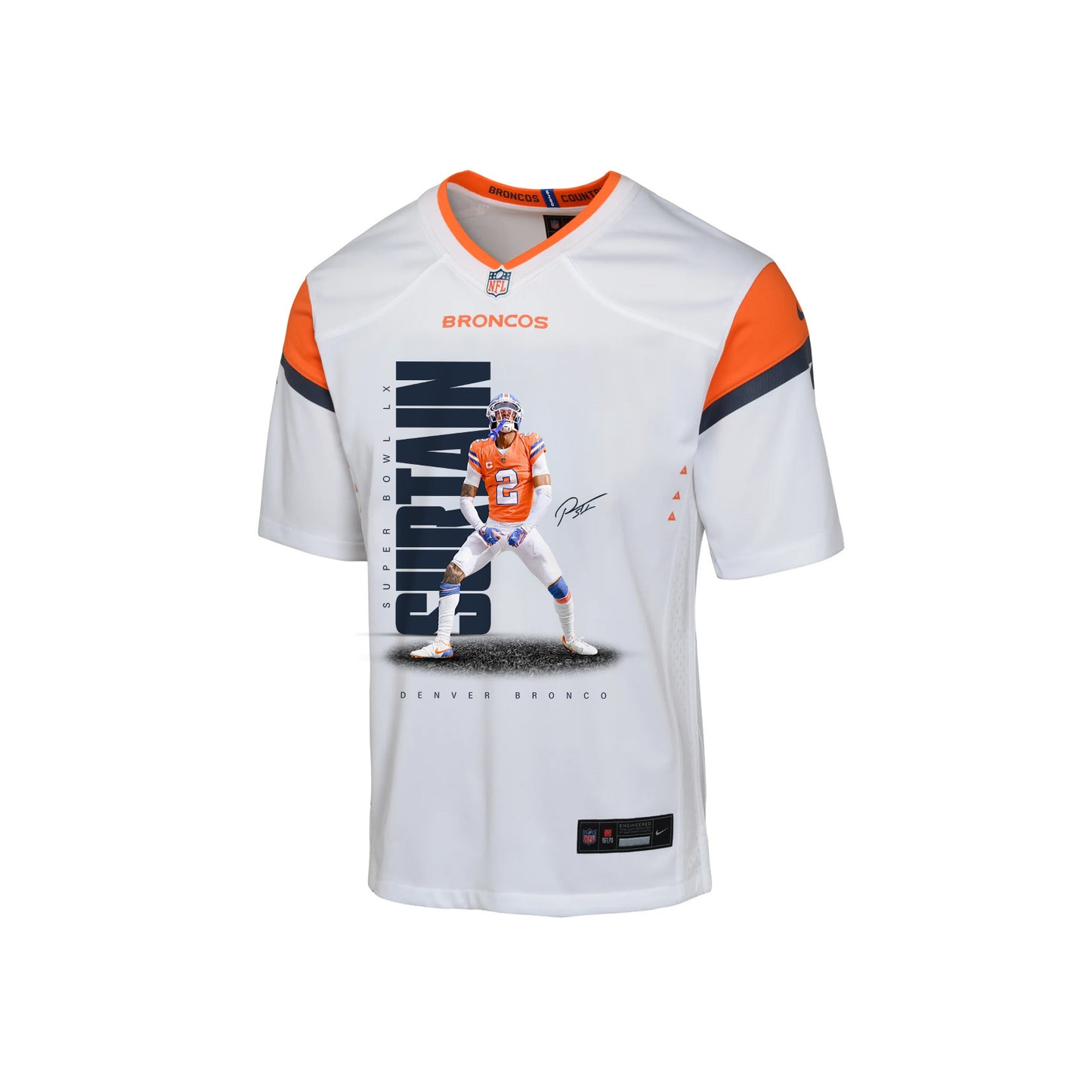 Pat Surtain II 2 Denver Broncos Super Bowl LX Shutdown Defender Game YOUTH Jersey – White