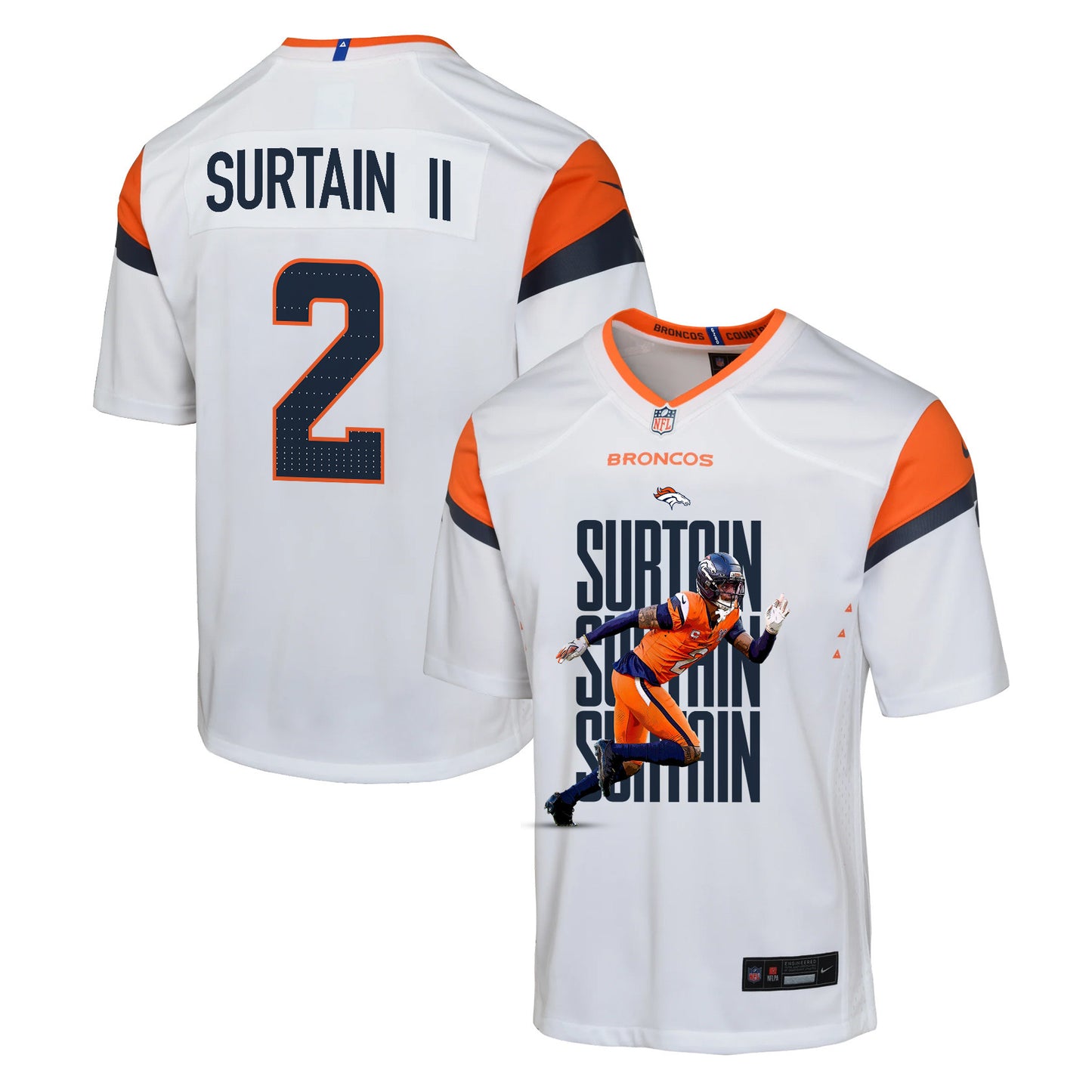 Pat Surtain II 2 Denver Broncos Super Bowl LX Defensive Superstar Game YOUTH Jersey – White