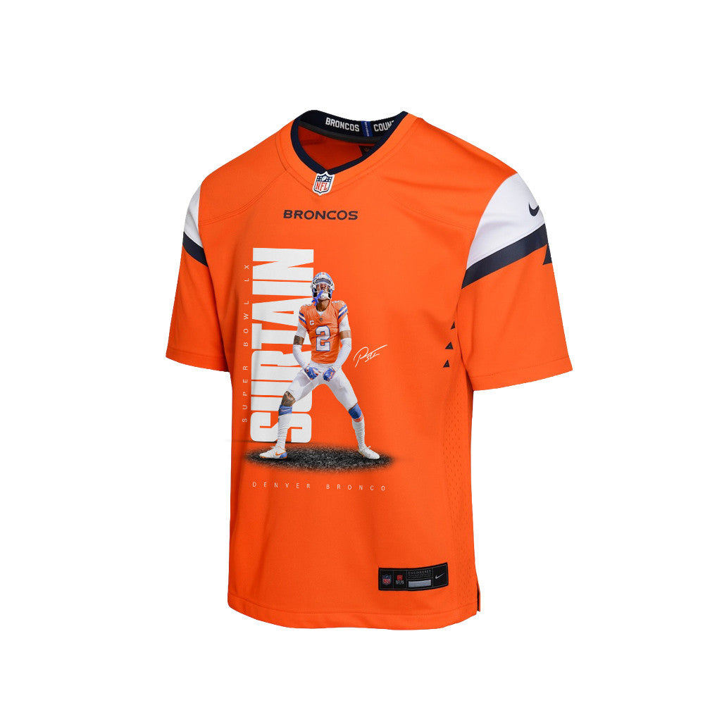 Pat Surtain II 2 Denver Broncos Super Bowl LX Shutdown Defender Game YOUTH Jersey – Orange