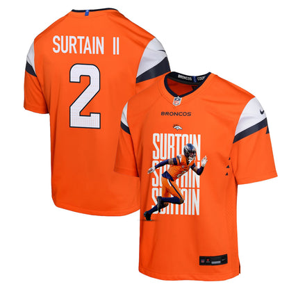 Pat Surtain II 2 Denver Broncos Super Bowl LX Defensive Superstar Game YOUTH Jersey – Orange
