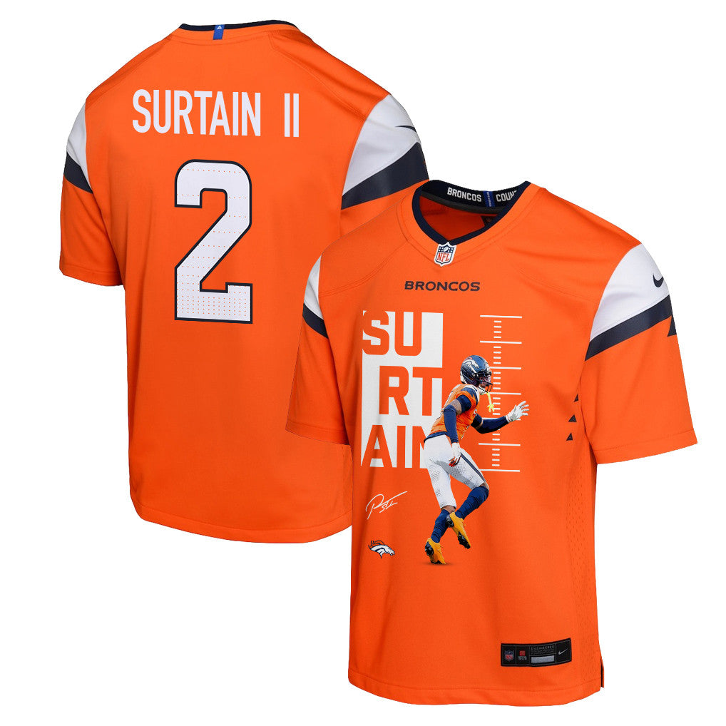 Pat Surtain II 2 Denver Broncos Super Bowl LX Ultimate Gameday Game YOUTH Jersey – Orange