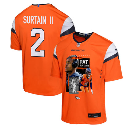 Pat Surtain II 2 Denver Broncos Super Bowl LX Next-Gen Legend Game YOUTH Jersey – Orange