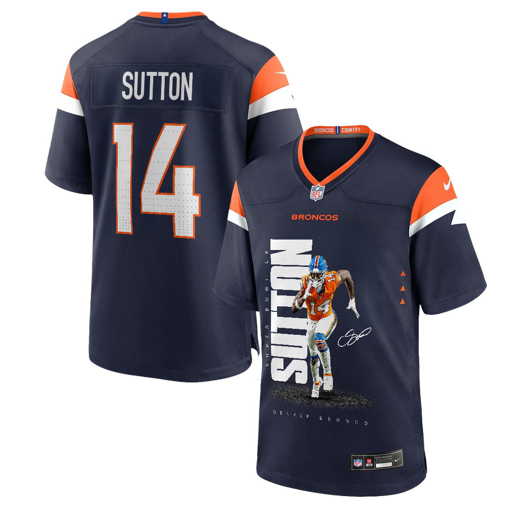 Courtland Sutton 14 Denver Broncos Super Bowl LX Dominant Playmaker Men Jersey – Navy