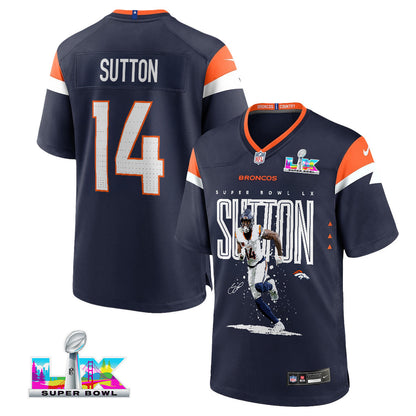 Courtland Sutton 14 Denver Broncos Super Bowl LX Game-Breaking Star Men Jersey – Navy