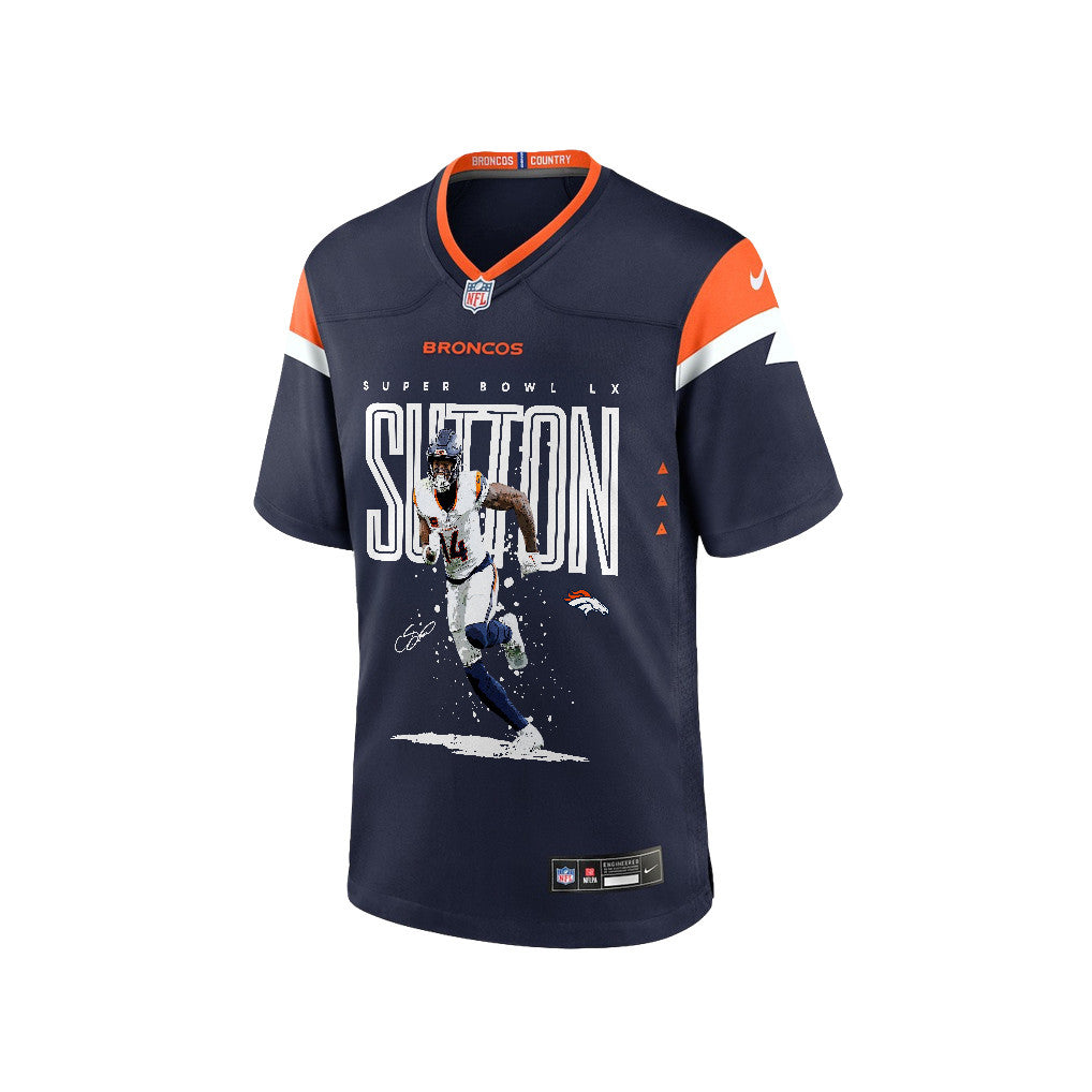 Courtland Sutton 14 Denver Broncos Super Bowl LX Game-Breaking Star Men Jersey – Navy