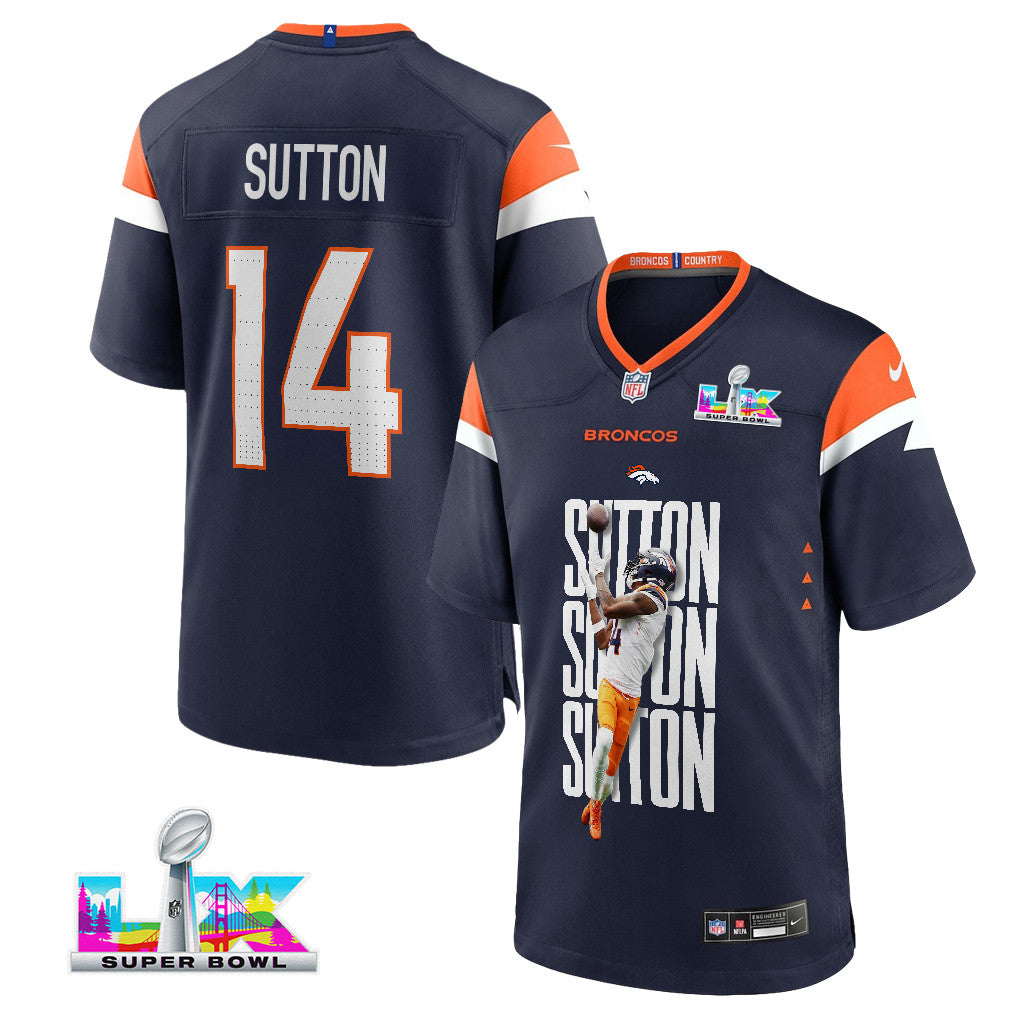 Courtland Sutton 14 Denver Broncos Super Bowl LX Championship-Ready Men Jersey – Navy