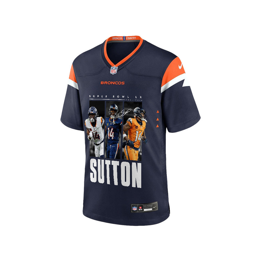Courtland Sutton 14 Denver Broncos Super Bowl LX Offensive Powerhouse Men Jersey – Navy