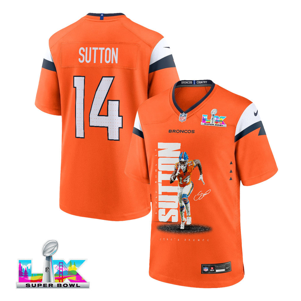 Courtland Sutton 14 Denver Broncos Super Bowl LX Dominant Playmaker Men Game Jersey – Orange