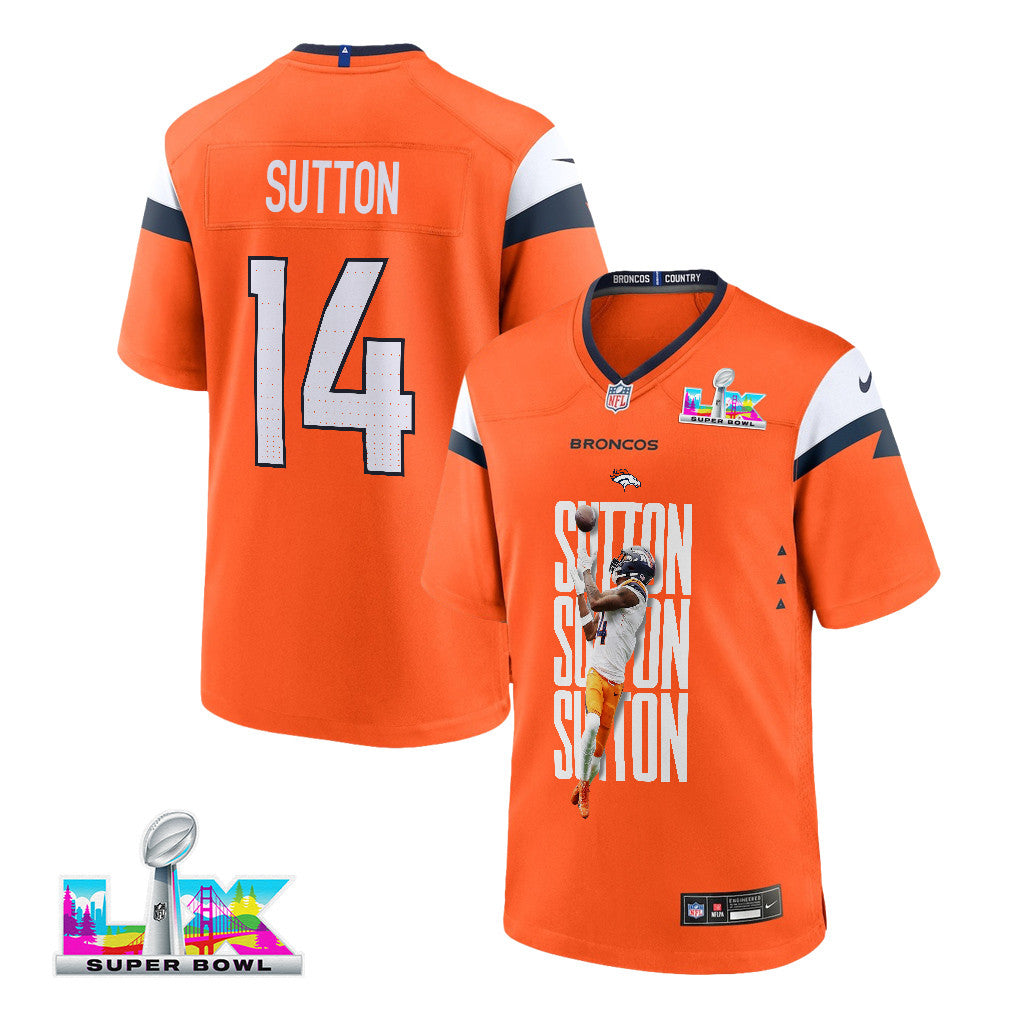 Courtland Sutton 14 Denver Broncos Super Bowl LX Championship-Ready Men Game Jersey – Orange