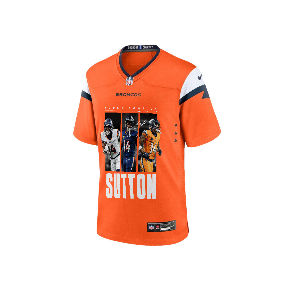 Courtland Sutton 14 Denver Broncos Super Bowl LX Offensive Powerhouse Men Game Jersey – Orange
