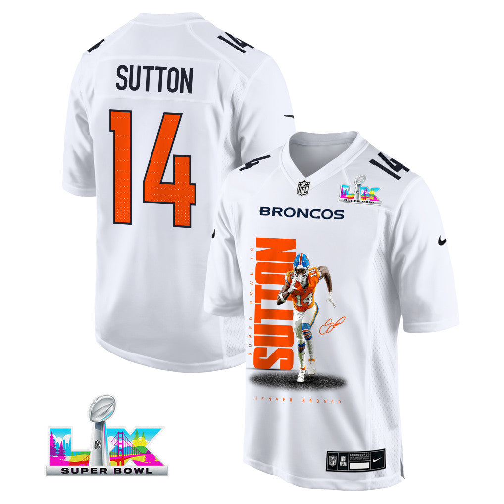 Courtland Sutton 14 Denver Broncos Super Bowl LX Dominant Playmaker Men Jersey – White