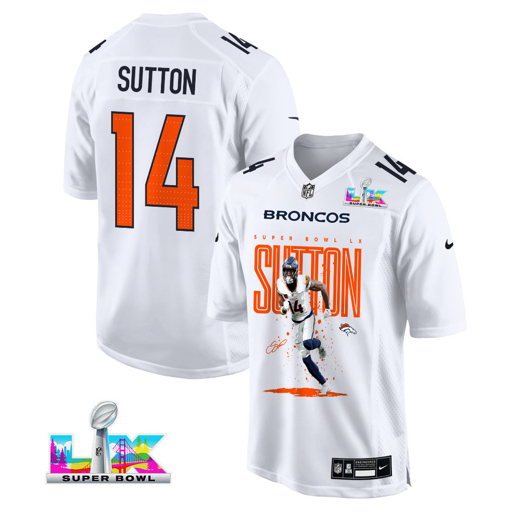 Courtland Sutton 14 Denver Broncos Super Bowl LX Game-Breaking Star Jersey – White