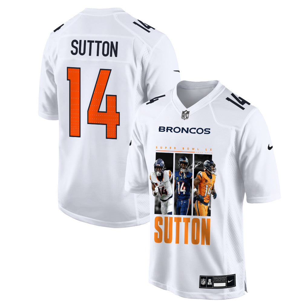Courtland Sutton 14 Denver Broncos Super Bowl LX Offensive Powerhouse Men Jersey – White