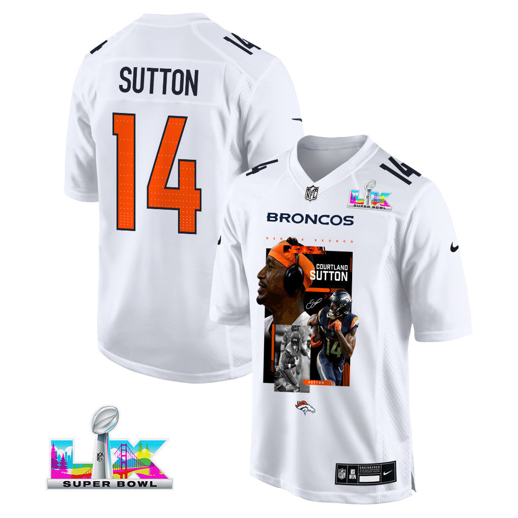 Courtland Sutton 14 Denver Broncos Super Bowl LX High-Impact Performer Jersey – White