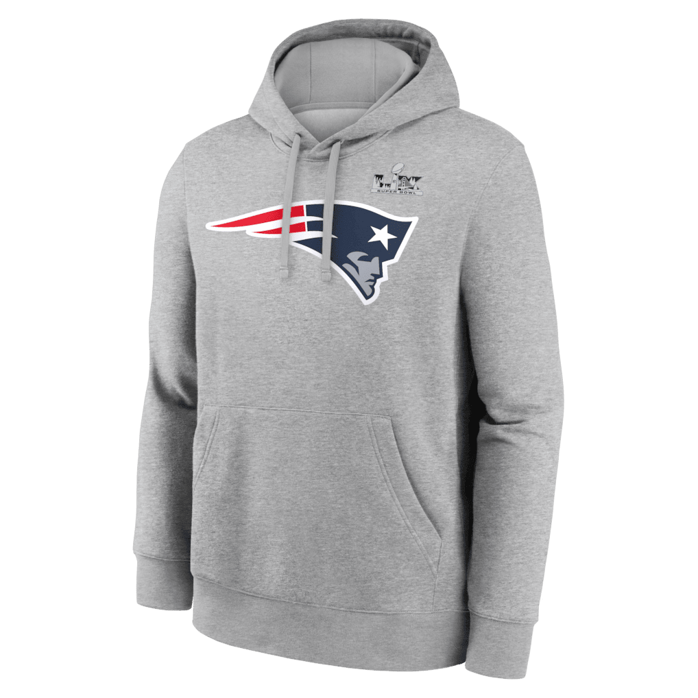Drake Maye New England Patriots Super Bowl LX Patch Player Hoodie - Heather Gray
