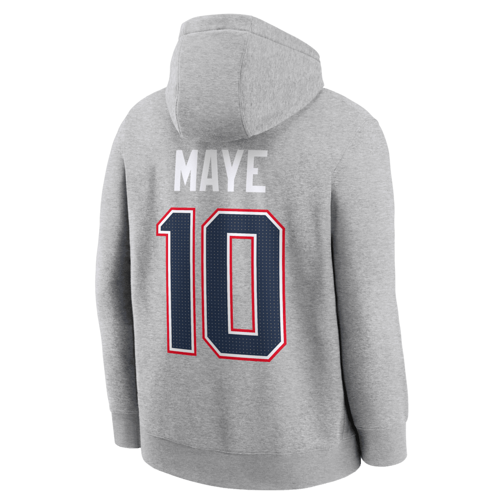 Drake Maye New England Patriots Super Bowl LX Patch Player Hoodie - Heather Gray