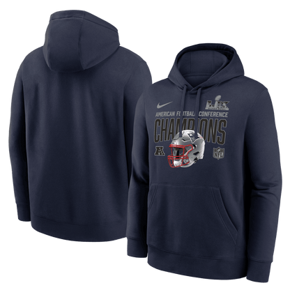 New England Patriots 2025 AFC Champions Glory Shield Hoodie - Navy