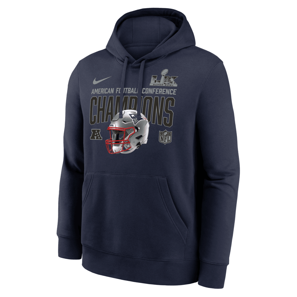 New England Patriots 2025 AFC Champions Glory Shield Hoodie - Navy