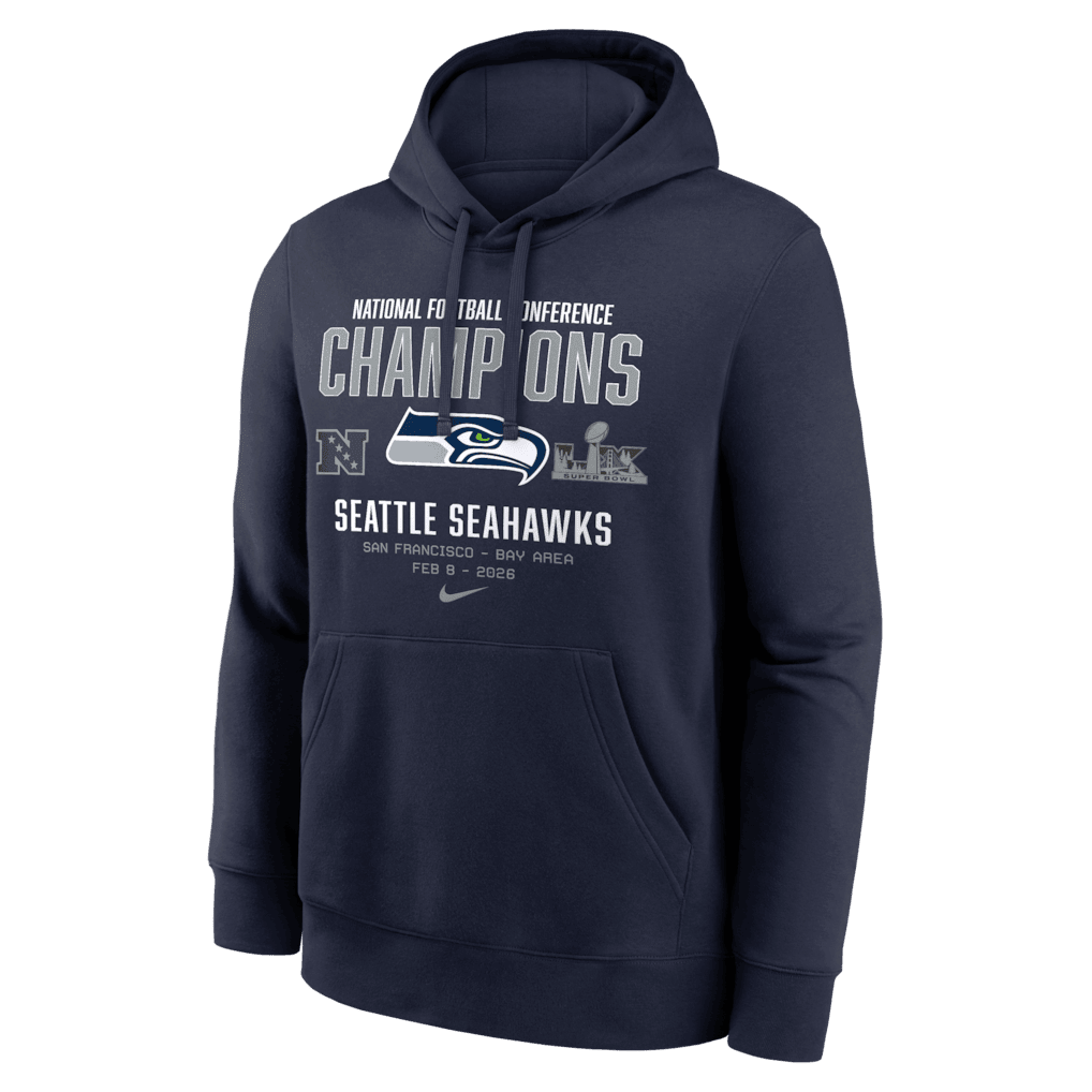 Seattle Seahawks 2025 NFC Champions Team Nation Hoodie - Navy