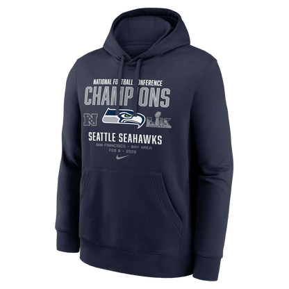 Seattle Seahawks 2025 NFC Champions Team Nation Hoodie - Navy