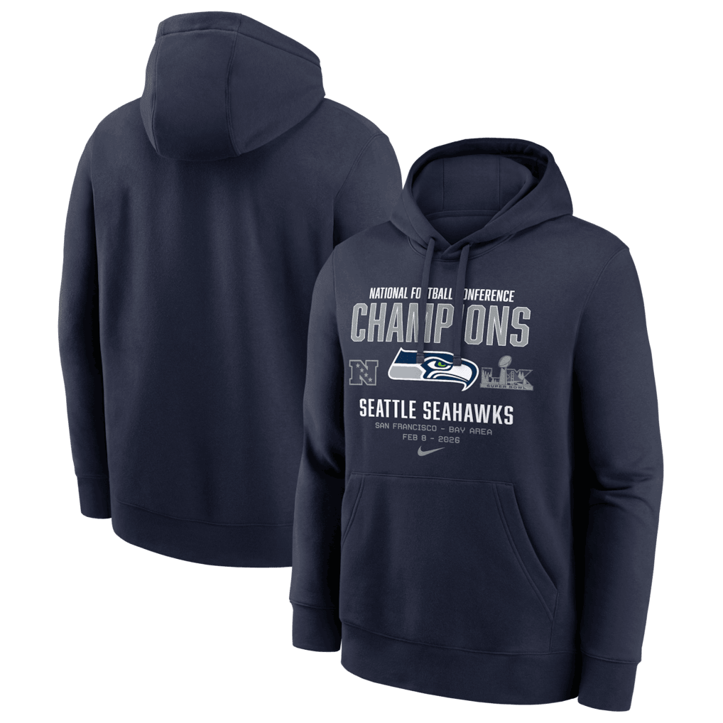 Seattle Seahawks 2025 NFC Champions Team Nation Hoodie - Navy