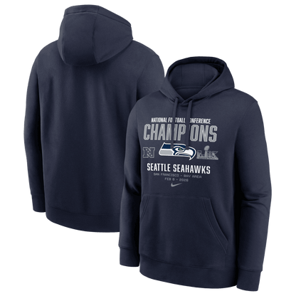 Seattle Seahawks 2025 NFC Champions Team Nation Hoodie - Navy