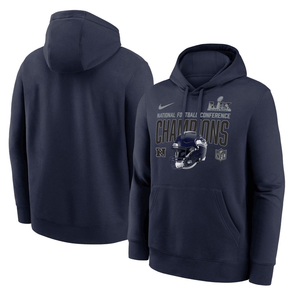 Seattle Seahawks 2025 NFC Champions Glory Shield Hoodie - Navy