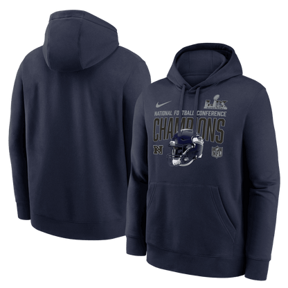 Seattle Seahawks 2025 NFC Champions Glory Shield Hoodie - Navy