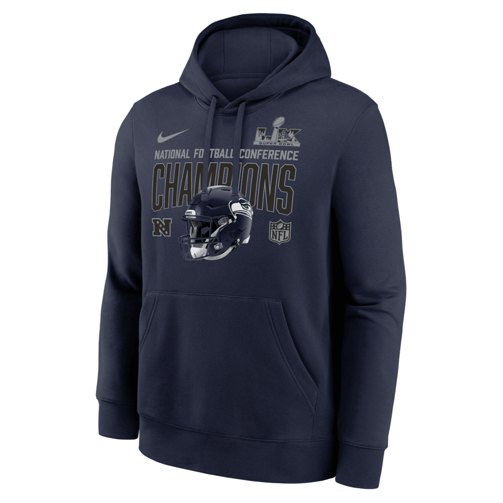 Seattle Seahawks 2025 NFC Champions Glory Shield Hoodie - Navy
