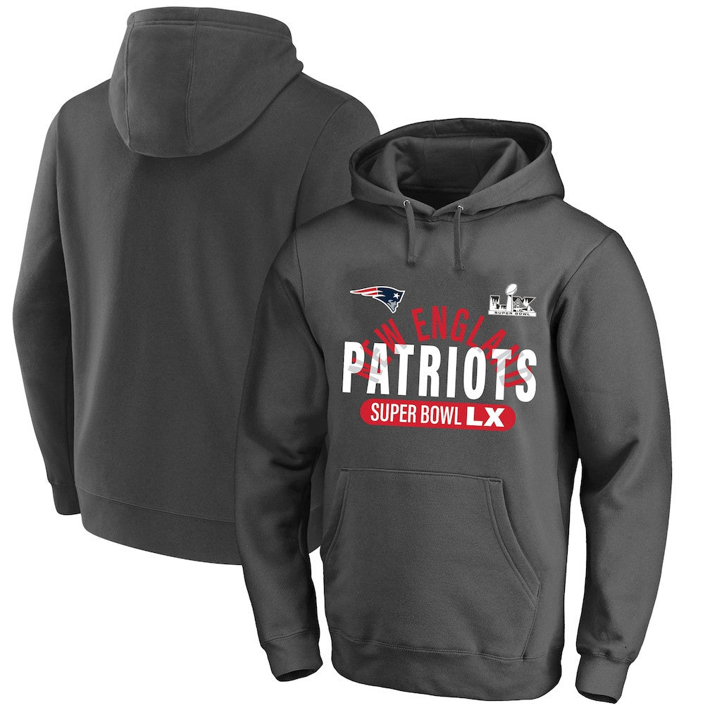 New England Patriots Super Bowl LX Game Plan Hoodie - Charcoal