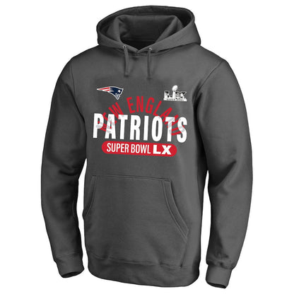 New England Patriots Super Bowl LX Game Plan Hoodie - Charcoal