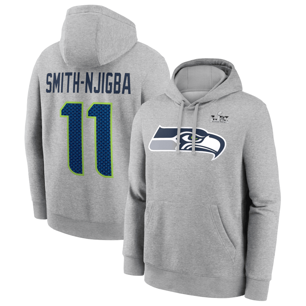 Jaxon Smith-Njigba Seattle Seahawks Super Bowl LX Patch Player Hoodie - Heather Gray