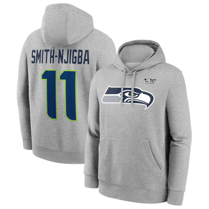 Jaxon Smith-Njigba Seattle Seahawks Super Bowl LX Patch Player Hoodie - Heather Gray
