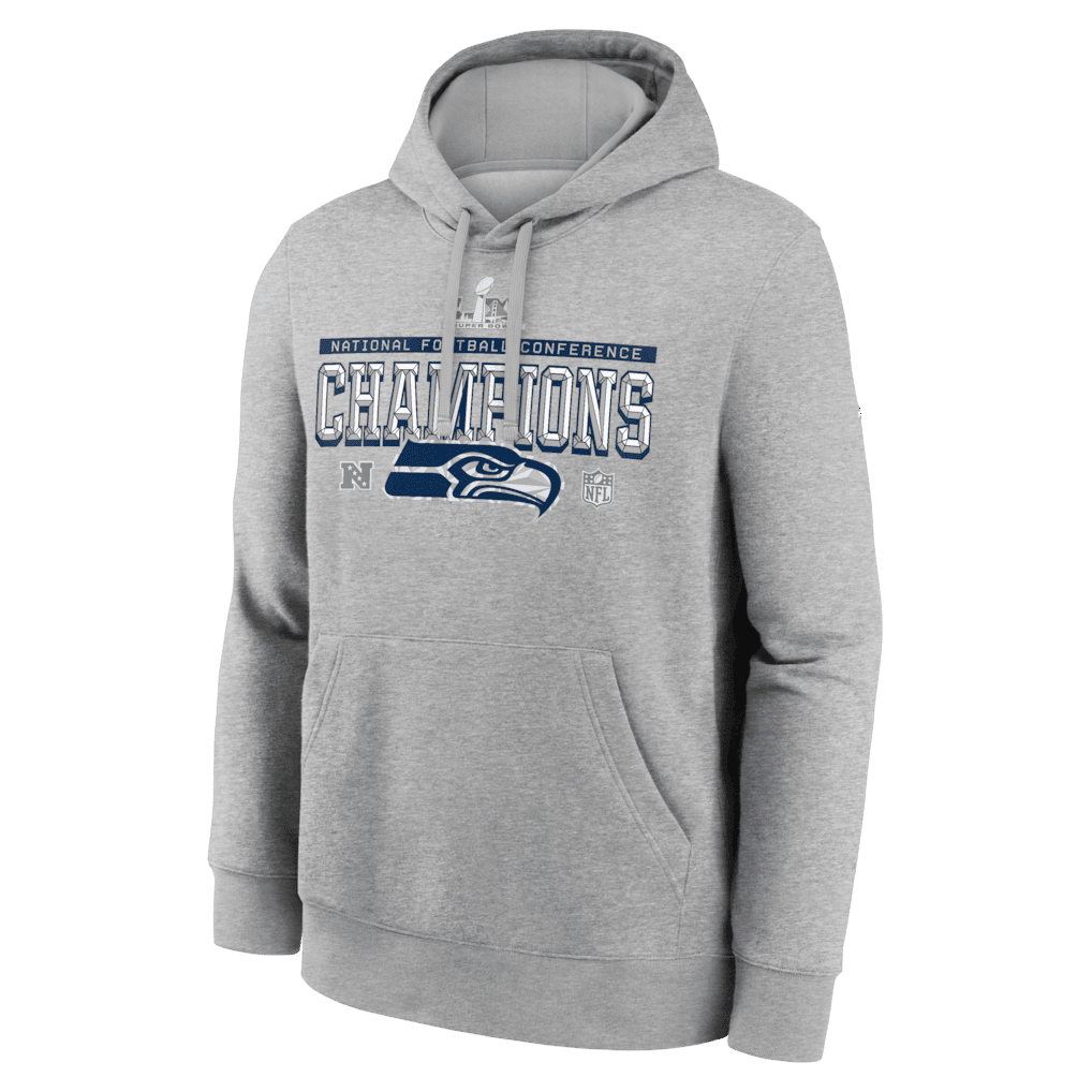 Seattle Seahawks 2025 NFC Champions Hoodie - Heather Gray