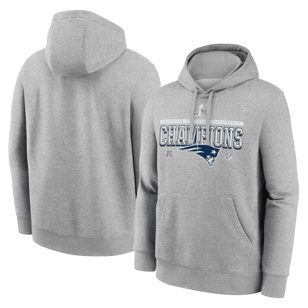 New England Patriots 2025 NFC Champions Hoodie - Heather Gray