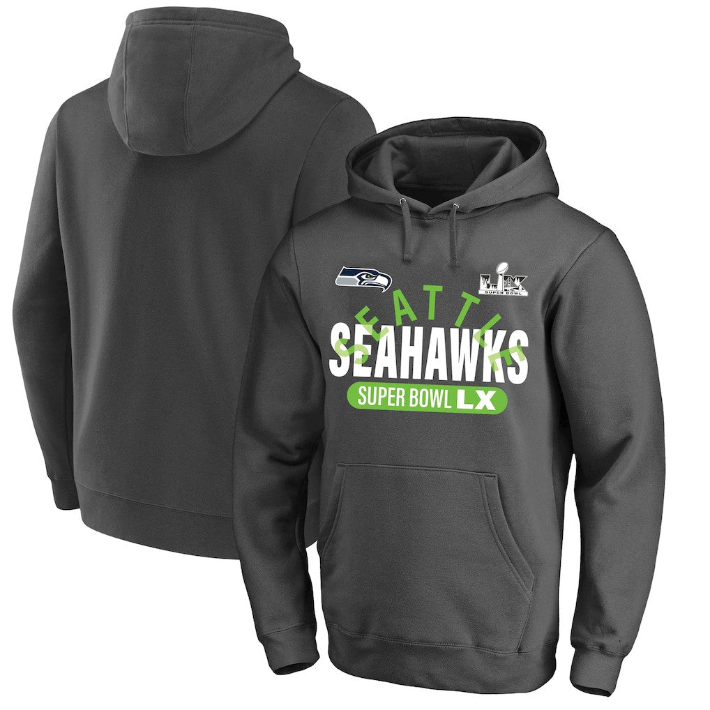 Seattle Seahawks Super Bowl LX Game Plan Hoodie - Charcoal