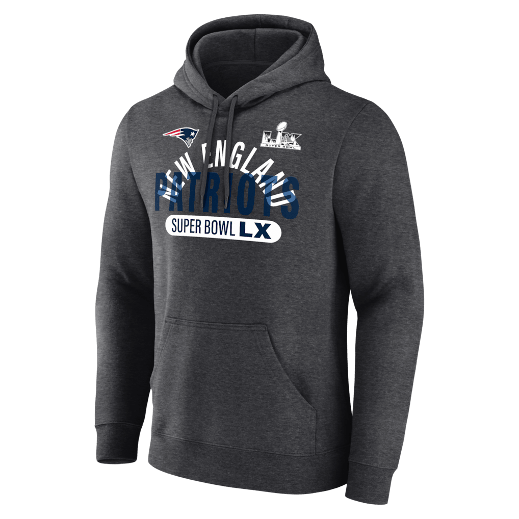 New England Patriots Super Bowl LX Game Plan Hoodie - Heather Charcoal