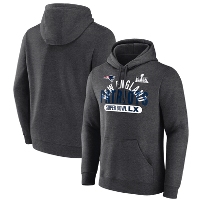 New England Patriots Super Bowl LX Game Plan Hoodie - Heather Charcoal