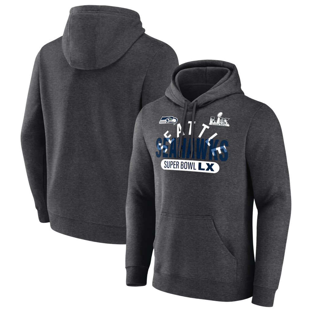 Seattle Seahawks Super Bowl LX Game Plan Hoodie - Heather Charcoal