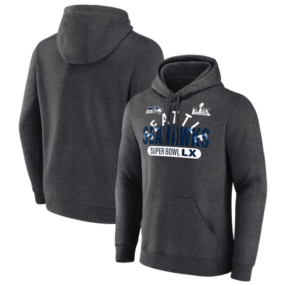 Seattle Seahawks Super Bowl LX Game Plan Hoodie - Heather Charcoal