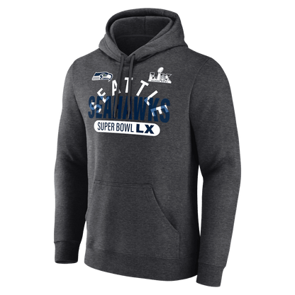 Seattle Seahawks Super Bowl LX Game Plan Hoodie - Heather Charcoal