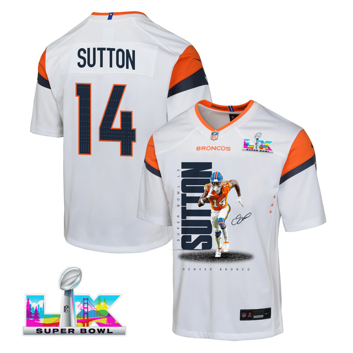 Courtland Sutton 14 Denver Broncos Super Bowl LX Dominant Playmaker YOUTH Jersey – White