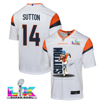 Courtland Sutton 14 Denver Broncos Super Bowl LX Dominant Playmaker YOUTH Jersey – White