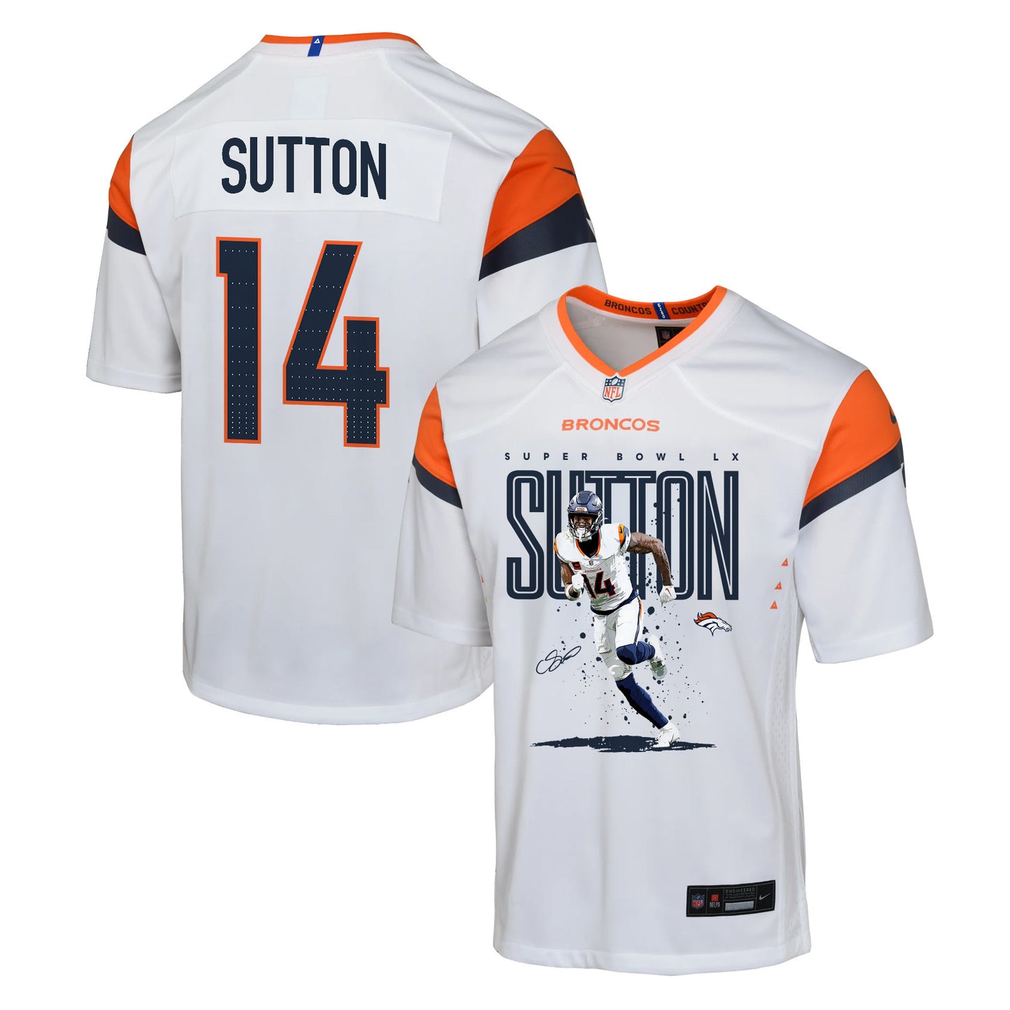 Courtland Sutton 14 Denver Broncos Super Bowl LX Game-Breaking Star YOUTH Jersey – White