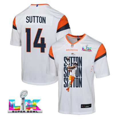 Courtland Sutton 14 Denver Broncos Super Bowl LX Championship-Ready YOUTH Jersey – White